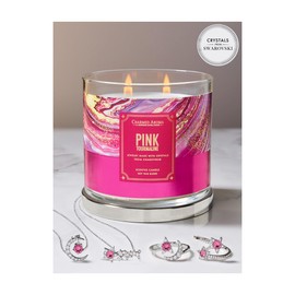 Charmed Aroma Duftkerze im Glas | Geburtsstein Opal | Schmuckkerze mit Halskette | Duftkerze Fruchtig | Kerze 2 Docht | Duftkerze groß (350g)