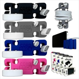 CordBrick 4pk Weighted Cord Holder for Nightstand - Phone Charger Cable Management for Travel - Phone Accessory Stocking Stuffers for Adults - Multipurpose Gift for Home, Office, Assorted