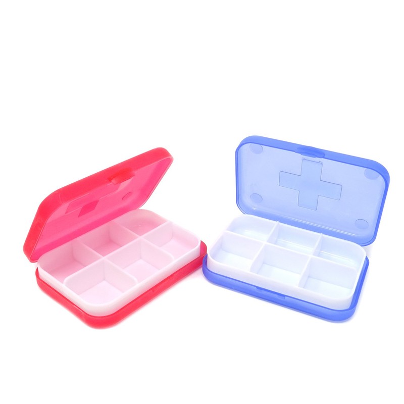 Honbay 4PCS 6 Compartments Waterproof Plastic Pill Organizer Box Case
