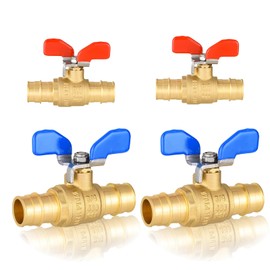 (Pack of 4) Seelink 3/4 Inch PEX-A Expansion Ball Valve with Butterfly Level, Brass Shut Off Valve for Pex-A Pipe Connection, ASTM F1960, Red&Blue