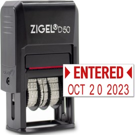 ZIGEL D50 Date Stamp with Entered - Self Inking Date Stamp - Red