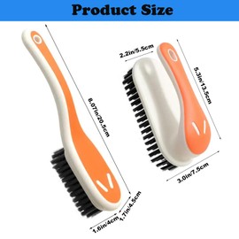Soft Bristle Scrub Cleaning Brush Stain Remover Brush Fabric Cleaning Brush Laundry Brush Small Scrub Brush Cleaner Household Cleaning Brushes for Carpet, Clothes, Bathroom,Sneaker-2 Pack (Orange)