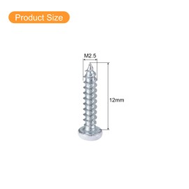 uxcell 50Pcs M2.5 x 12mm White Pan Head Self Tapping Screws Carbon Steel Phillips Wood Screws for Woodworking, White Blue