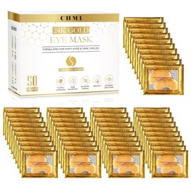 CHMI - Parches para debajo de los ojos de oro de 24 quilates, 50 pares de colágeno, ojeras, arrugas | Puffy looking eyes, collagen skin care, hydratin