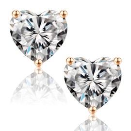 1-3ct Heart Moissanite Stud Earrings for Women Men, D Color VVS1 Clarity Brilliant Cut Lab Created Diamond Moissanite Earrings Black Gun Plated S925 Sterling Silver Heart Cut Moissanite Earrings, 5MM-1ct.tw(0.5ct*2), Sterling Silver, Moissanite