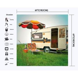 LUCKBTY Holiday Camping Party Backdrop, Countryside Field Sunshine, 6x6ft, Vinyl, Multicolored