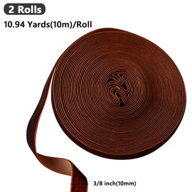 CABODYALS 10M 10mm Dark Brown Single Face Velvet Ribbon Vintage Thin Soft Assorted Valentines Woven Trim Garland Wreath Wedding Ribbons for Sewing Making Gift Wrapping Party Decor