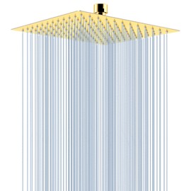 Voolan Rain Shower head, High Pressure Shower Head Made of 304 Stainless Steel, Relaxed Shower Experience Even at Low Water Flow and Pressure (10" Gold)