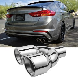 GOODFITMENT 2.5" Inlet 3.5" Outlet Dual Exhaust Pipe Muffler Stainless For Hyundai Elantra