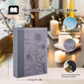 Miaikoe Photo Album 6x4 300 Photos Slip in, Extra Large Capacity Leather Cover Wedding Family Picture Albums Holds 300 Horizontal 10x15cm Landscape Photos(Grey)