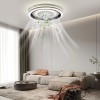 LED Ceiling Fan with Light Round Flush Mount Dimmable Chandelier