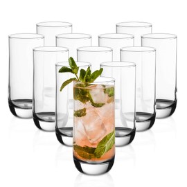 Vikko Drinking Glasses, 12 Oz Drinking Glasses Set of 12, Crystal Clear Glass Cups for Water or Juice, Highball Glass Tumbler & Water Glasses for Drinking…