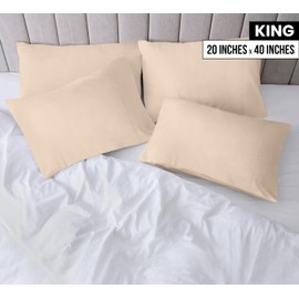 Utopia Bedding King Pillow Cases - 12 Pack - Envelope Closure - Soft Brushed Microfiber Fabric - Shrinkage and Fade Resistant Pillow Covers King Size 20 X 40 Inches (King, Beige)