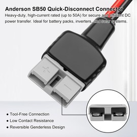 XRDS -RF 10AWG Anderson SB50 to XT60i Female Cable, 10FT Tinned Copper Power Wire for Lithium Batteries, Solar Generators, Inverters, 12V/24V DC Systems