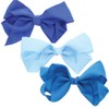 3 PACK 5.5 Inch Grosgrain Hair Bow Clip For Woman And Girls (Blues)