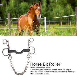 Rubber Mullen Pelham Bit, Horse Chewing Mouth Roller, Stainless Steel Rustproof Horse Mouth Snaffle Bit with Chain, Hand Polishing, Horse Accessories (127MM)