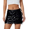Ypser Women Sequin Mini Skirt Low Waist Sparkle Side Split