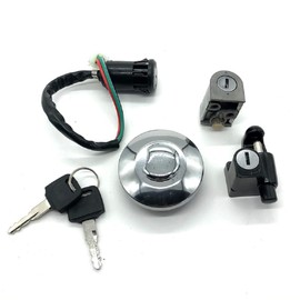 CustomDivine Gas Tank Cap with Key for Honda 5 Piece Set Monkey Gorilla Supercub 50 C50 Helmet Holder Key 2 Keys Handle Lock Main Key Switch External Product (Set