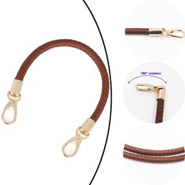 WANYI Pack of 2 40 cm Bag Handles, Leather Bag Straps for Changing, DIY Bag Handles, Shoulder Strap, Replacement Handle for Bags, Handbag, Purse with 2 Gold Carabiner Hooks (Brown)