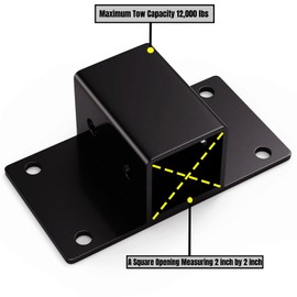 TULALUX Bolt on Tractor Bucket 2 inch Receiver, 2" Towing Hitch Receiver, 5/8” Hitch Pin Hole Class 3 Trailer Hitch, 12000lbs, Work Well for Tractor Bucket, RV, UTV, Truck