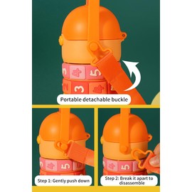 Kids Stainless Steel Water Bottle, Vacuum Insulated stainless steel water bottle with Fun Math Challenge Ring for Kids School, Sports, Push Button Lid Water Bottle