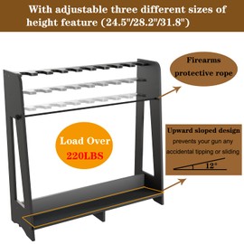 Prometis Gun Storage Racks Indoor - Freestanding Floor Wooden Rifle Standing Rack, Vertical Shotgun Storage Solutions and Gun Room Display Stand, 9 Slots Adjustable Height for up to 9 Long Guns