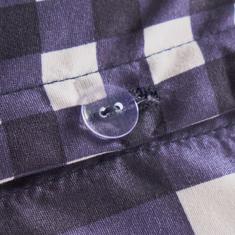 OHS Gingham Bedding Blue, Single Duvet Covers Set Reversible Plaid