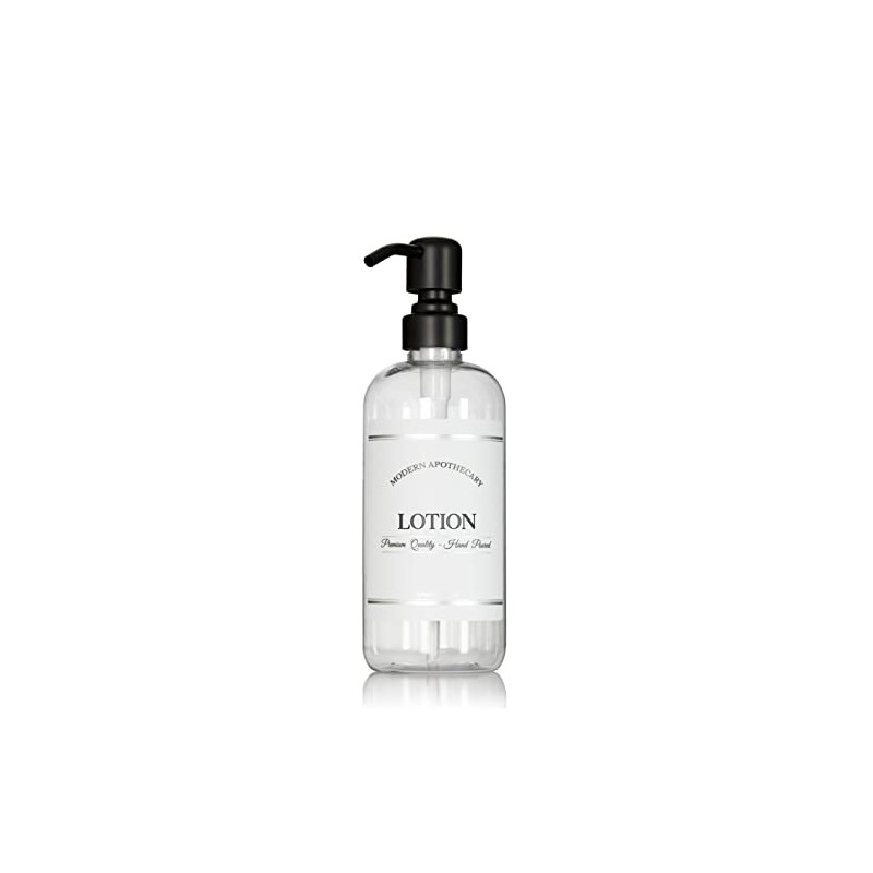 Refillable Clear PET Plastic 16 oz Lotion Bottle with Black