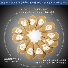 12 Pcs Golf Iron Covers Closure Golf Head Covers Microfiber Leather Lightweight Abrasion Resistant Number Embroidered Wedge Cover Head Protective Cover GKB-026