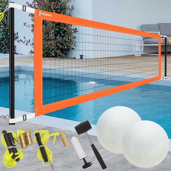 15ft-25ft Adjustable Outdoor Pool Volleyball Net Set for Inground/Above Aground