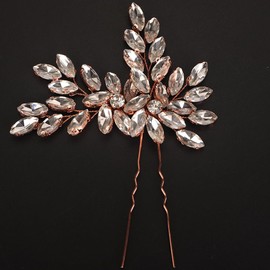 BERYUAN Bridal Teardrop Rhinestone Hair Pins Crystal Rhinestone Hair Accessories Rhinestone Bridal Hair Clips Pins Silver Gold Wedding Headpiece for Brides Bridesmaid (rose gold)