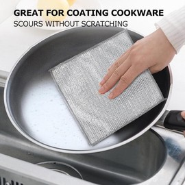 10Count Non-Scratch Wire Dishcloth, Multipurpose Wire Rags For Wet And Dry, Easy Rinsing, Soft Wire Cleaning Cloth Wire Dish Towels, Scrubs & Cleans For Metal, Kitchen, Dishes - Color: Silver-05