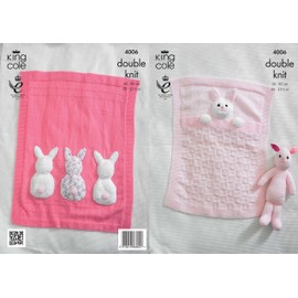 King Cole 4006 Knitting Pattern Baby Blankets and Bunny Rabbit Toy by King Cole - King Cole Patterns