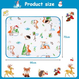 Aolso Potty Training Mattress, Mattress Protector Cot, 70 x 90 cm Bed Protection, Washable Bed Underlay, Waterproof, for Single Beds, Children's Beds, Baby Cots (Snowman)
