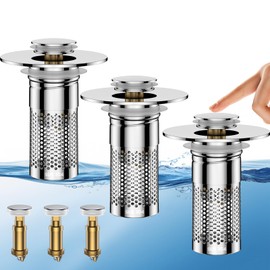 ​Bathroom Sink Drain Strainer,Universal Pop-Up Sink Stopper Hair Catcher, Anti-Clog Stainless Steel Drain Filter Basket, Removable Sink Drain for Bathroom Sink Stopper