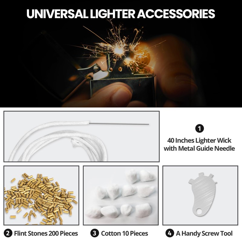 SOMGEM Flint & Wick Replacement Parts, Universal Lighter Accessories Repair