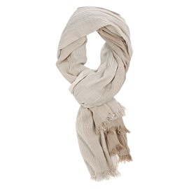 Bovari Men's Cotton Viscose Scarf - Multicolored Stripes - All Seasons - Beige (X-Large)