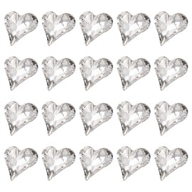MECCANIXITY 20 Pcs 3D Heart Crystal Transparent Nail Rhinestones 12x13mm K9 Glass Crystal Rhinestones Pointed Back Crooked Heart Gems for Nail Charm Art DIY Craft