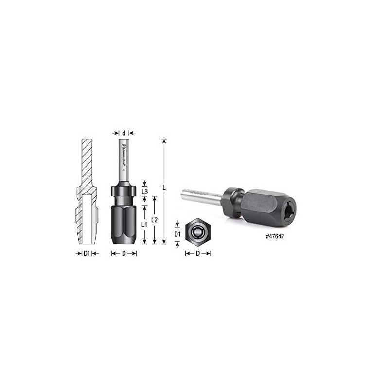 Amana Tool - 47642 Adaptador de extensión CNC de vástago