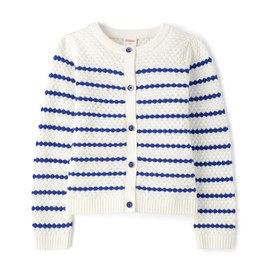Gymboree,Girls,and Toddler Long Sleeve Cardigan Button Up Sweater,White Striped,6