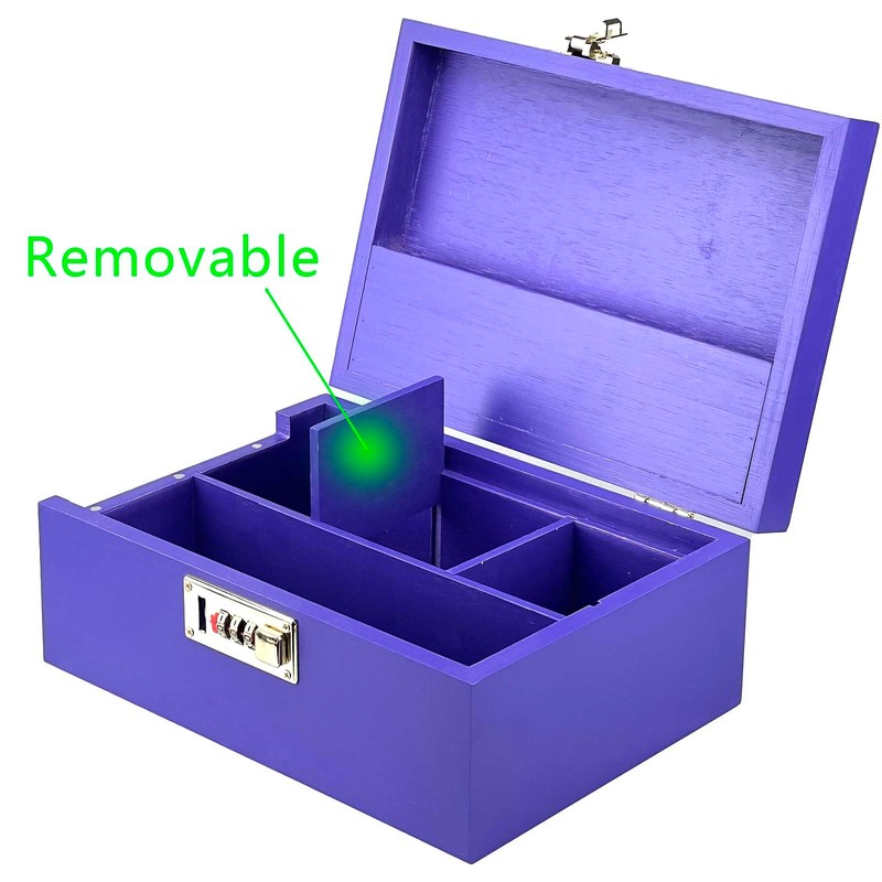 DEHVEN Large Bamboo Box Storage Jar Box with Lock（Purple）