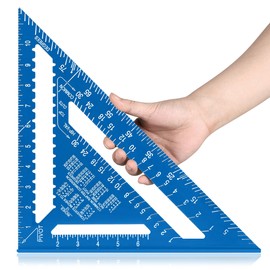Beslands Aluminum 12-inch Rafter Square Carpenter Measuring Layout Tool Alloy Metal Triangle Ruler Imperial Protractor for Woodworking and Carpentry Blue