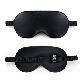 TAFTS Silk Sleep Mask - 22mm 100% Pure Mulberry 6A Silk & Blindfold, Soft Eye Masks, Lightweight, for Travel, Napping, Camping (Midnight Black)