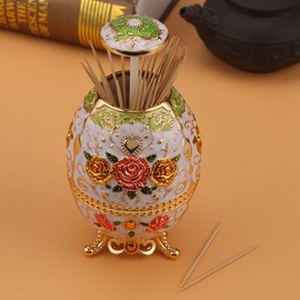 Toothpick Holder, Retro Automatic Pop Up Toothpick Cocktail Sticks Dispenser for Home Kitchen Restaurant Cafe Bar Decor (Gold)