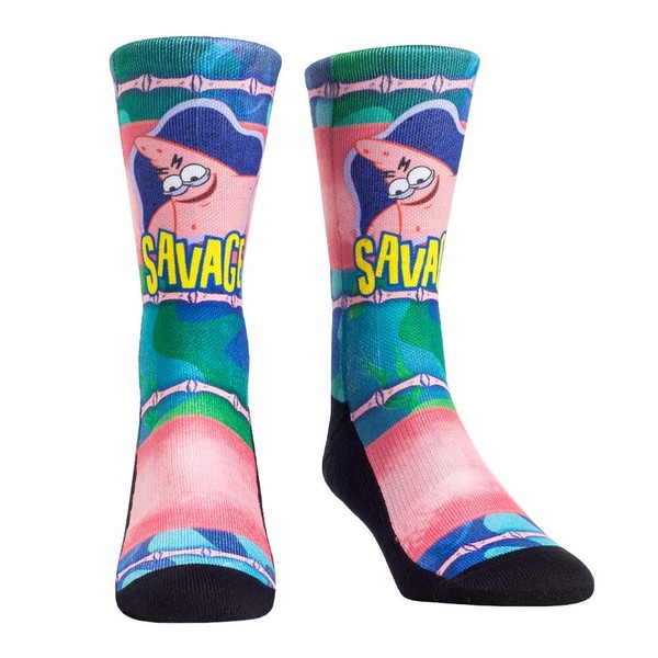 SpongeBob SquarePants Premium Nickelodeon Socks (Large/X-Large, Savage Patrick Meme)
