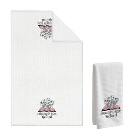 Nihilform Retirement New Chapter Waffle Weave Towels - 16x24 Inch Floral Book Decor for Retirement Gift & Kitchen