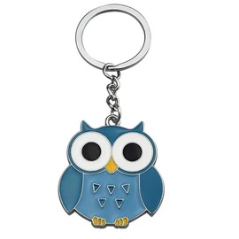 Freedale Cute Owl Keyring Metal Owl Keychains Zinc Alloy Owl Keyrings Owl Handbag Purse Pendants Charm Gifts for Women/Girls Ladies Keyrings (Blue)
