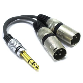 VITALCO 2x XLR Male to 6.3 mm Stereo Jack Adapter Microphone 3-Pin to 6.3 TRS Jack Plug Audio Cable