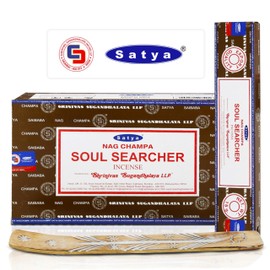 Satya Soul Searcher Incense Sticks 180 gm (15GM X 12 Pack) from Satya Mumbai and Raajsee Incense Sticks Holder Bundle, Free from Chemicals,Natural Insenses