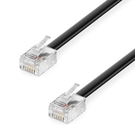 deleyCON RJ11 3.0-Metre Telephone Cable Modular Cable 6P4C Western Cable RJ11 to RJ11 Connector Flat Cable Telephone Socket Modem Router Fax ISDN DSL VDSL Internet Black